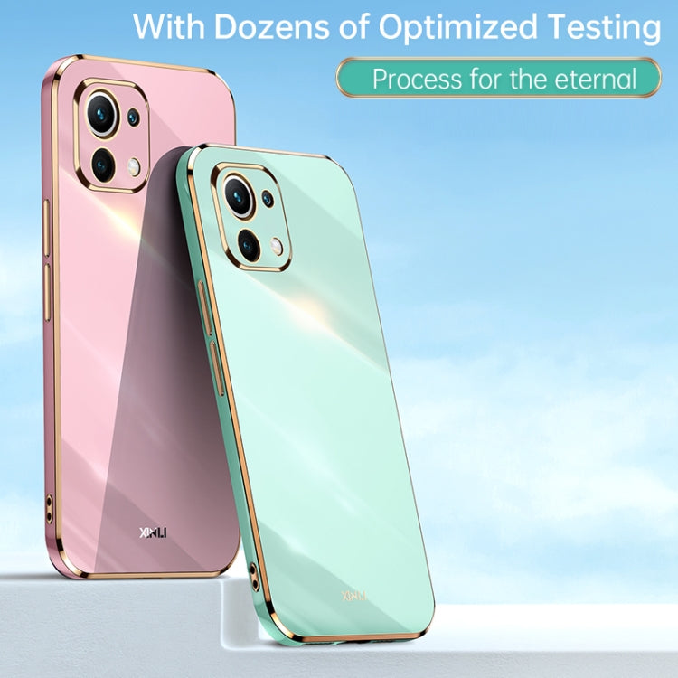 For Xiaomi Mi 11 XINLI Straight 6D Plating Gold Edge TPU Shockproof Case(Mint Green) - Xiaomi Cases by XINLI | Online Shopping UK | buy2fix