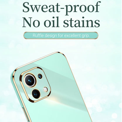 For Xiaomi Mi 11 XINLI Straight 6D Plating Gold Edge TPU Shockproof Case(Mint Green) - Xiaomi Cases by XINLI | Online Shopping UK | buy2fix