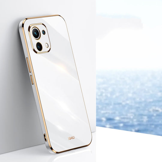 For Xiaomi Mi 11 Lite XINLI Straight Edge 6D Electroplate TPU Phone Case(White)