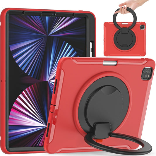 For iPad Pro 12.9 2022 / 2021 Shockproof TPU + PC Protective Tablet Case with 360 Degree Rotation Foldable Handle Grip Holder & Pen Slot(Red) - iPad Pro 12.9 (2022/2021) Cases by buy2fix | Online Shopping UK | buy2fix