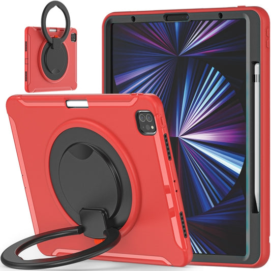 For iPad Pro 12.9 2022 / 2021 Shockproof TPU + PC Protective Tablet Case with 360 Degree Rotation Foldable Handle Grip Holder & Pen Slot(Red) - iPad Pro 12.9 (2022/2021) Cases by buy2fix | Online Shopping UK | buy2fix