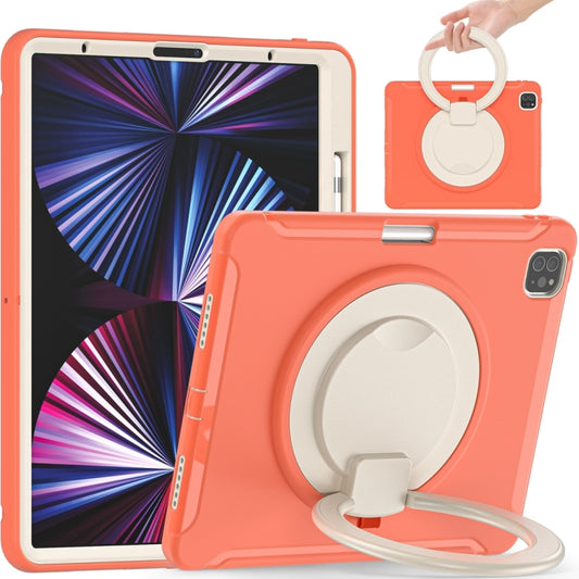 For iPad Pro 12.9 2022 / 2021 Shockproof TPU + PC Protective Tablet Case with 360 Degree Rotation Foldable Handle Grip Holder & Pen Slot(Living Coral) - iPad Pro 12.9 (2022/2021) Cases by buy2fix | Online Shopping UK | buy2fix