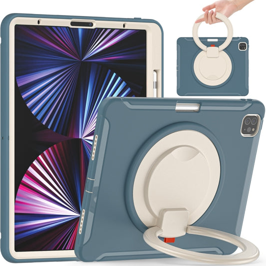 For iPad Pro 12.9 2022 / 2021 Shockproof TPU + PC Protective Tablet Case with 360 Degree Rotation Foldable Handle Grip Holder & Pen Slot(Cornflower Blue) - iPad Pro 12.9 (2022/2021) Cases by buy2fix | Online Shopping UK | buy2fix