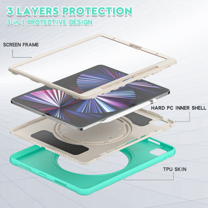 For iPad Pro 12.9 2022 / 2021 Shockproof TPU + PC Protective Tablet Case with 360 Degree Rotation Foldable Handle Grip Holder & Pen Slot(Mint Green) - iPad Pro 12.9 (2022/2021) Cases by buy2fix | Online Shopping UK | buy2fix