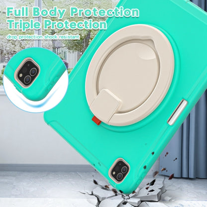 For iPad Pro 12.9 2022 / 2021 Shockproof TPU + PC Protective Tablet Case with 360 Degree Rotation Foldable Handle Grip Holder & Pen Slot(Mint Green) - iPad Pro 12.9 (2022/2021) Cases by buy2fix | Online Shopping UK | buy2fix