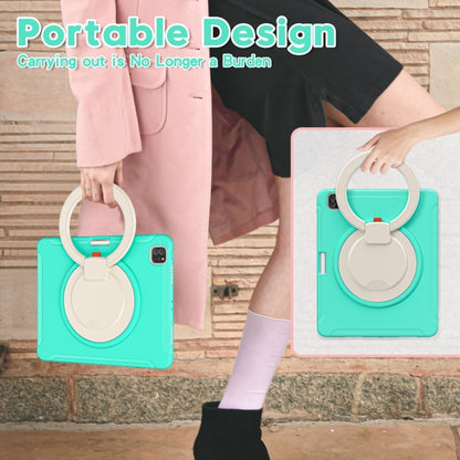 For iPad Pro 12.9 2022 / 2021 Shockproof TPU + PC Protective Tablet Case with 360 Degree Rotation Foldable Handle Grip Holder & Pen Slot(Mint Green) - iPad Pro 12.9 (2022/2021) Cases by buy2fix | Online Shopping UK | buy2fix