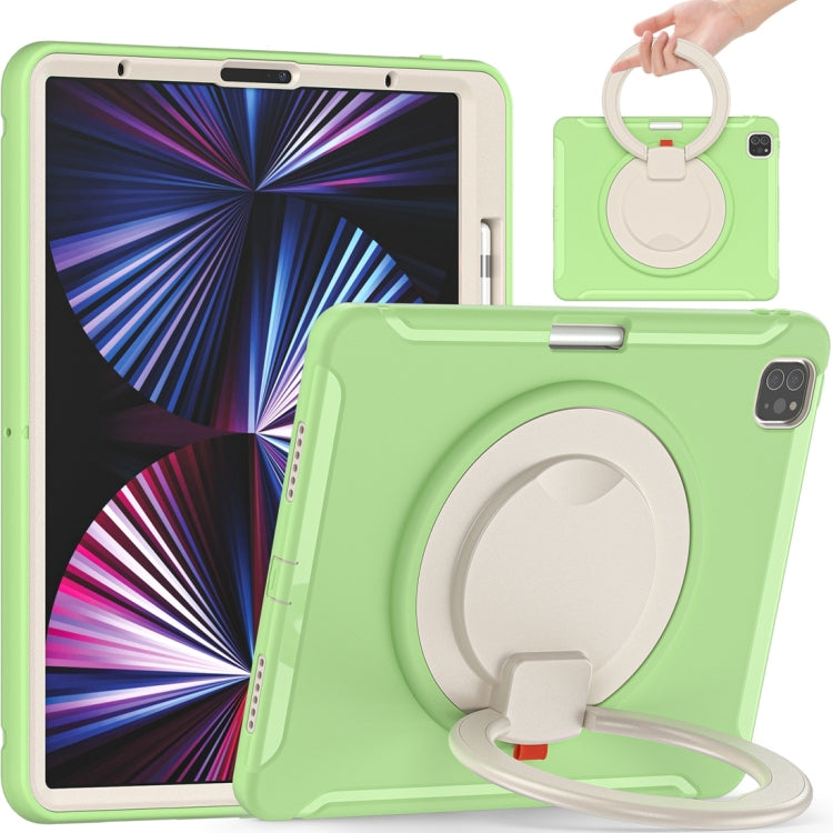 For iPad Pro 12.9 2022 / 2021 Shockproof TPU + PC Protective Tablet Case with 360 Degree Rotation Foldable Handle Grip Holder & Pen Slot(Matcha Green) - iPad Pro 12.9 (2022/2021) Cases by buy2fix | Online Shopping UK | buy2fix