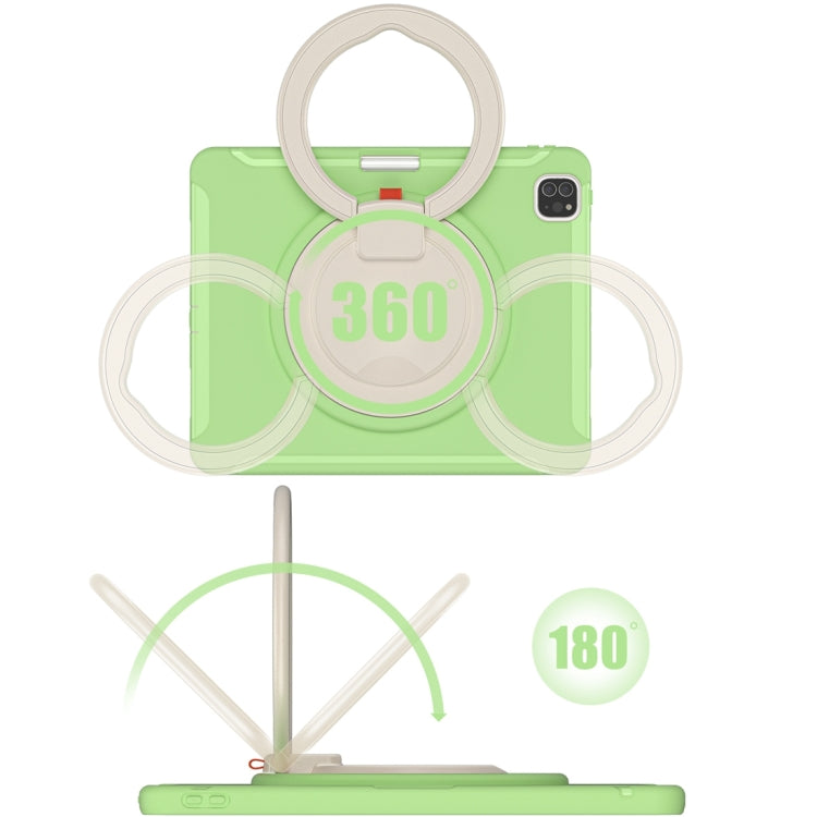 For iPad Pro 12.9 2022 / 2021 Shockproof TPU + PC Protective Tablet Case with 360 Degree Rotation Foldable Handle Grip Holder & Pen Slot(Matcha Green) - iPad Pro 12.9 (2022/2021) Cases by buy2fix | Online Shopping UK | buy2fix