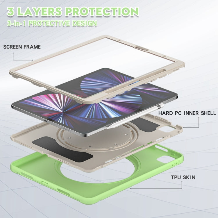 For iPad Pro 12.9 2022 / 2021 Shockproof TPU + PC Protective Tablet Case with 360 Degree Rotation Foldable Handle Grip Holder & Pen Slot(Matcha Green) - iPad Pro 12.9 (2022/2021) Cases by buy2fix | Online Shopping UK | buy2fix