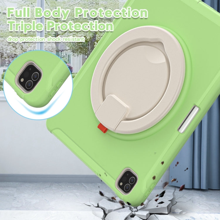 For iPad Pro 12.9 2022 / 2021 Shockproof TPU + PC Protective Tablet Case with 360 Degree Rotation Foldable Handle Grip Holder & Pen Slot(Matcha Green) - iPad Pro 12.9 (2022/2021) Cases by buy2fix | Online Shopping UK | buy2fix