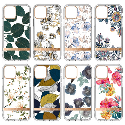 For iPhone 12 Pro Max High Translucent Electroplating Flower Pattern TPU + PC Shockproof Case(Po-phase Flowers) by buy2fix