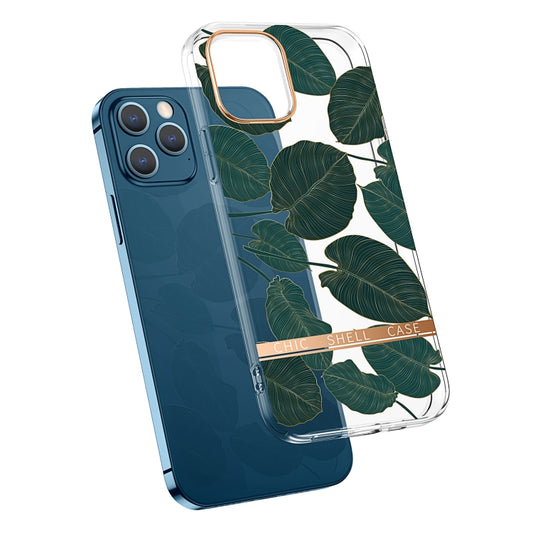 For iPhone 11 High Translucent Electroplating Flower Pattern TPU + PC Shockproof Case (Banana Leaf) by buy2fix