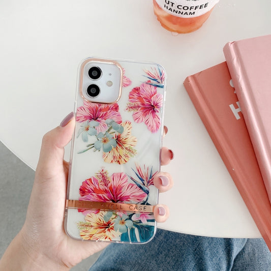 For iPhone 11 Pro High Translucent Electroplating Flower Pattern TPU + PC Shockproof Case (Hibiscus) by buy2fix