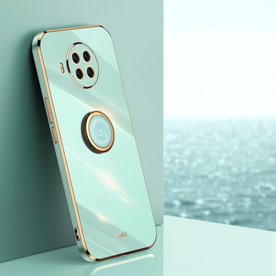 For Xiaomi Mi 10T Lite 5G XINLI Straight Edge 6D Electroplate TPU Phone Case with Ring Holder(Mint Green)