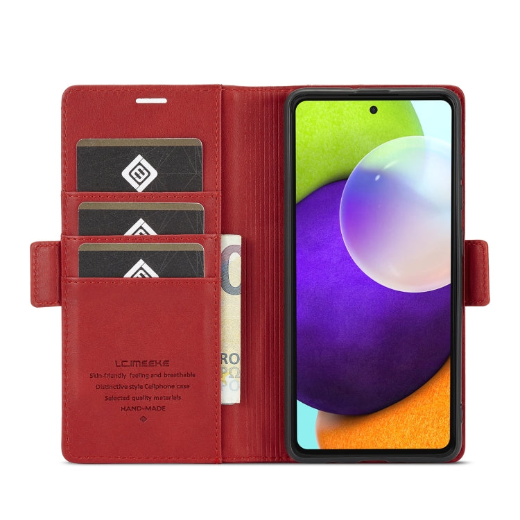 For Samsung Galaxy A72 5G / 4G LC.IMEEKE Magnetic Buckle PU + TPU Horizontal Flip Leather Case with Holder & Card Slots & Wallet(Red) - Galaxy Phone Cases by LC.IMEEKE | Online Shopping UK | buy2fix