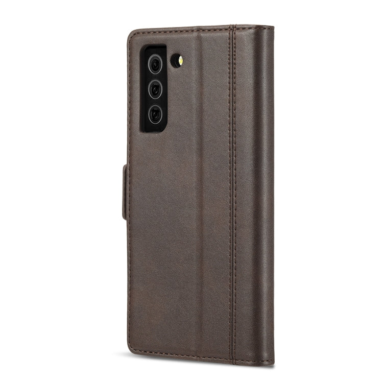 For Samsung Galaxy S21 5G LC.IMEEKE Magnetic Buckle PU + TPU Horizontal Flip Leather Case with Holder & Card Slots & Wallet(Coffee) - Galaxy S21 5G Cases by LC.IMEEKE | Online Shopping UK | buy2fix