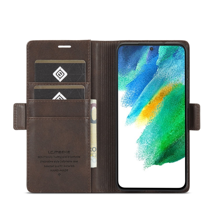 For Samsung Galaxy S21 5G LC.IMEEKE Magnetic Buckle PU + TPU Horizontal Flip Leather Case with Holder & Card Slots & Wallet(Coffee) - Galaxy S21 5G Cases by LC.IMEEKE | Online Shopping UK | buy2fix