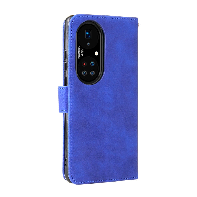 For Huawei P50 Pro Solid Color Skin Feel Magnetic Buckle Horizontal Flip Calf Texture PU Leather Case with Holder & Card Slots & Wallet(Blue) - Huawei Cases by buy2fix | Online Shopping UK | buy2fix