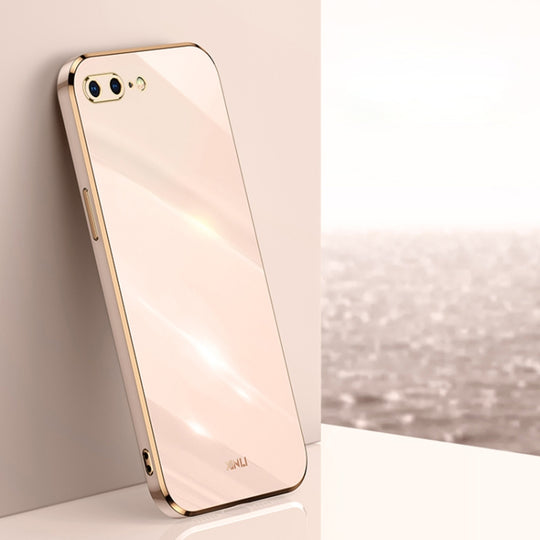 XINLI Straight Edge 6D Electroplate TPU Phone Case For iPhone 8 Plus / 7 Plus(Pink)