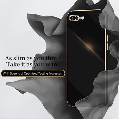 For iPhone SE 2022 / SE 2020 / 8 / 7 XINLI Straight 6D Plating Gold Edge TPU Shockproof Case(Black) - iPhone SE 2022 / 2020 / 8 / 7 Cases by XINLI | Online Shopping UK | buy2fix