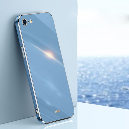 For iPhone SE 2022 / SE 2020 / 8 / 7 XINLI Straight Edge 6D Electroplate TPU Phone Case(Celestial Blue)