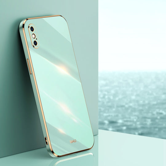 For iPhone XS XINLI Straight Edge 6D Electroplate TPU Phone Case(Mint Green)