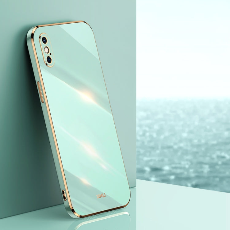 For iPhone XS Max XINLI Straight Edge 6D Electroplate TPU Phone Case(Mint Green) - More iPhone Cases by XINLI | Online Shopping UK | buy2fix