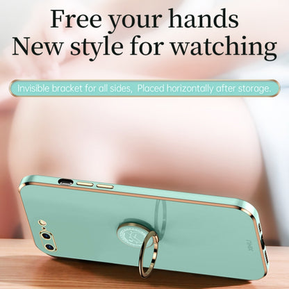 XINLI Straight Edge 6D Electroplate TPU Phone Case with Ring Holder For iPhone 6 Plus / 6s Plus(Cherry Purple) - More iPhone Cases by XINLI | Online Shopping UK | buy2fix