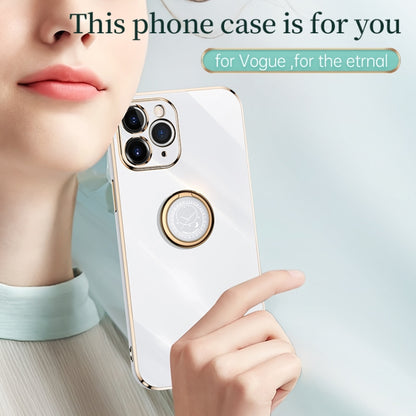 For iPhone 11 Pro Max XINLI Straight Edge 6D Electroplate TPU Phone Case with Ring Holder (White) - iPhone 11 Pro Max Cases by XINLI | Online Shopping UK | buy2fix