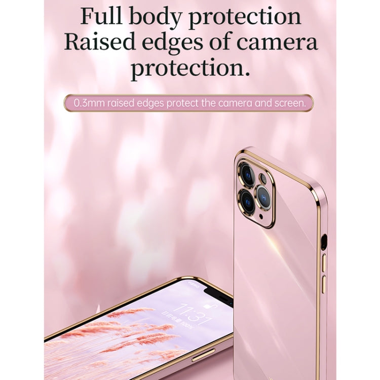 For iPhone 12 XINLI Straight Edge 6D Electroplate TPU Phone Case with Ring Holder(Pink) - iPhone 12 / 12 Pro Cases by XINLI | Online Shopping UK | buy2fix