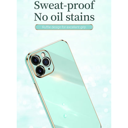 For iPhone 12 XINLI Straight Edge 6D Electroplate TPU Phone Case with Ring Holder(Pink) - iPhone 12 / 12 Pro Cases by XINLI | Online Shopping UK | buy2fix