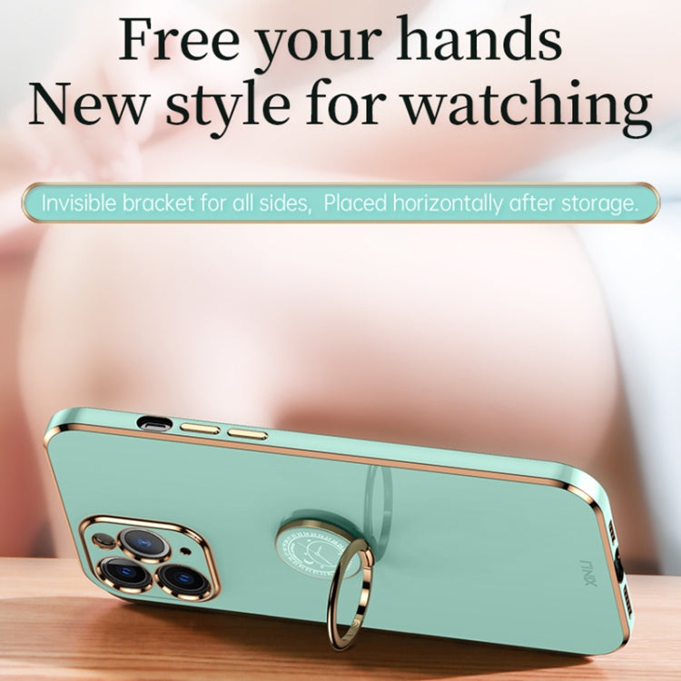 For iPhone 12 XINLI Straight Edge 6D Electroplate TPU Phone Case with Ring Holder(Pink) - iPhone 12 / 12 Pro Cases by XINLI | Online Shopping UK | buy2fix