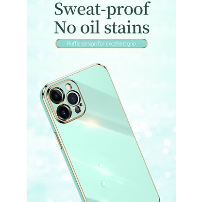 For iPhone 12 Pro Max XINLI Straight Edge 6D Electroplate TPU Phone Case with Ring Holder(Celestial Blue) - iPhone 12 Pro Max Cases by XINLI | Online Shopping UK | buy2fix