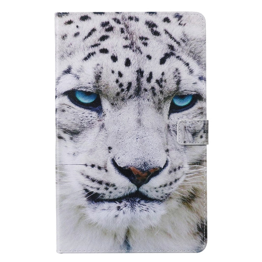 For Galaxy Tab A 10.1 (2019) 3D Colored Drawing Horizontal Flip Leather Case with Holder & Card Slots & Wallet(White Leopard) by buy2fix