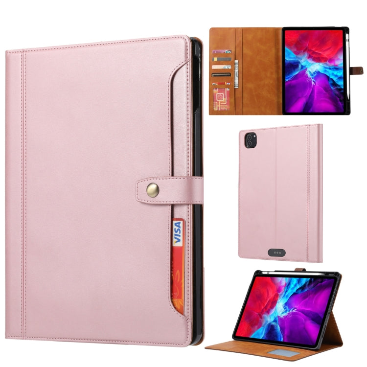 For iPad Pro 11 2022/2021/2020 Calf Texture Double Fold Clasp Horizontal Flip Leather Tablet Case with Photo Frame & Holder & Card Slots & Wallet(Rose Gold) - iPad Pro 11 (2022/2021) Cases by buy2fix | Online Shopping UK | buy2fix