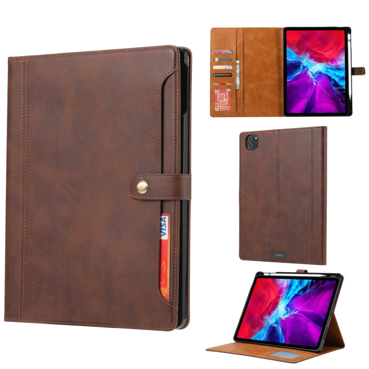 For iPad Pro 11 2022/2021/2020 Calf Texture Double Fold Clasp Horizontal Flip Leather Tablet Case with Photo Frame & Holder & Card Slots & Wallet(Brown) - iPad Pro 11 (2022/2021) Cases by buy2fix | Online Shopping UK | buy2fix