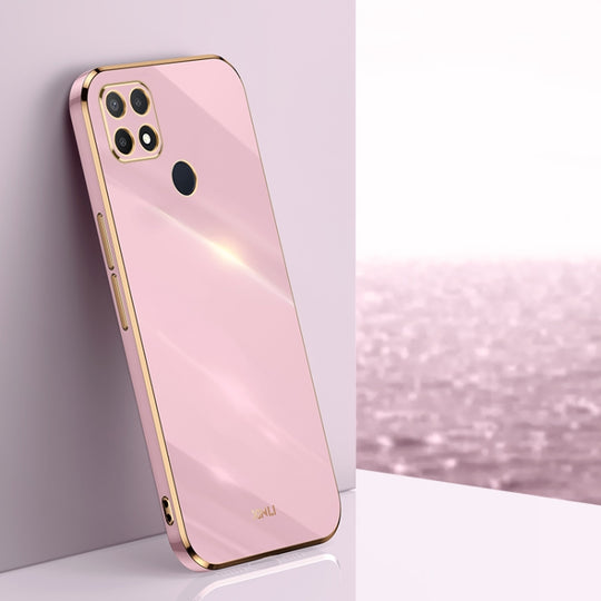 For OPPO A15 XINLI Straight Edge 6D Electroplate TPU Phone Case(Cherry Purple)