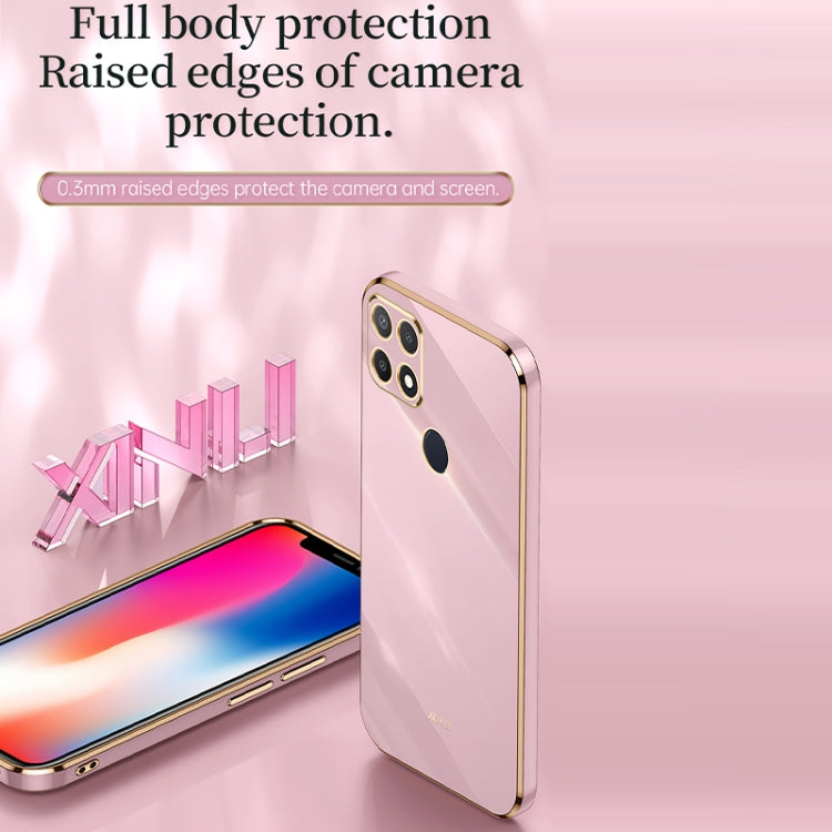 For OPPO A15 XINLI Straight 6D Plating Gold Edge TPU Shockproof Case(Cherry Purple) - OPPO Cases by XINLI | Online Shopping UK | buy2fix