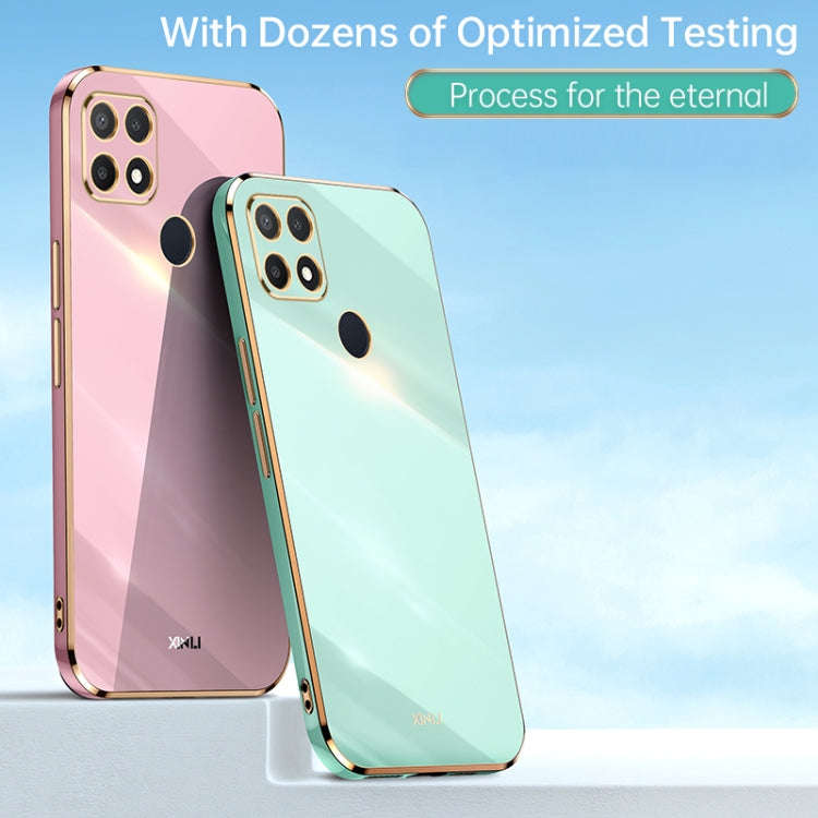 For OPPO A15 XINLI Straight 6D Plating Gold Edge TPU Shockproof Case(Mint Green) - OPPO Cases by XINLI | Online Shopping UK | buy2fix