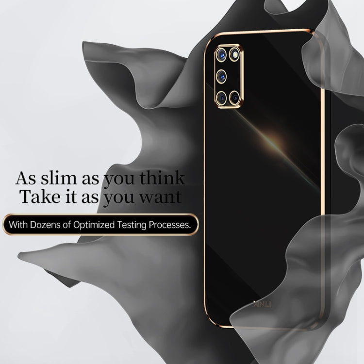 For OPPO A52 XINLI Straight 6D Plating Gold Edge TPU Shockproof Case(Black) - OPPO Cases by XINLI | Online Shopping UK | buy2fix