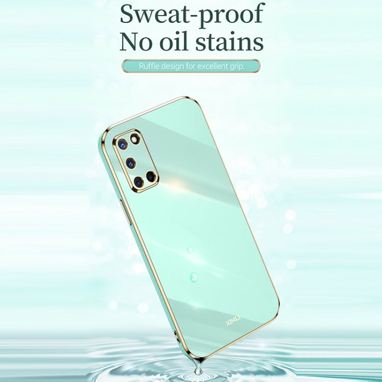 For OPPO A52 XINLI Straight 6D Plating Gold Edge TPU Shockproof Case(White) - OPPO Cases by XINLI | Online Shopping UK | buy2fix