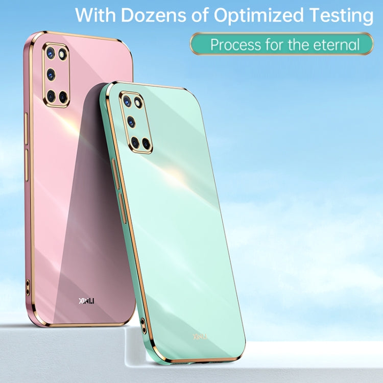 For OPPO A52 XINLI Straight 6D Plating Gold Edge TPU Shockproof Case(Pink) - OPPO Cases by XINLI | Online Shopping UK | buy2fix
