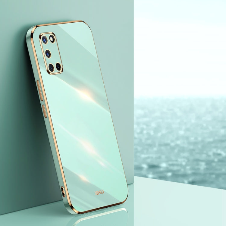 For OPPO A52 XINLI Straight 6D Plating Gold Edge TPU Shockproof Case(Mint Green) - OPPO Cases by XINLI | Online Shopping UK | buy2fix