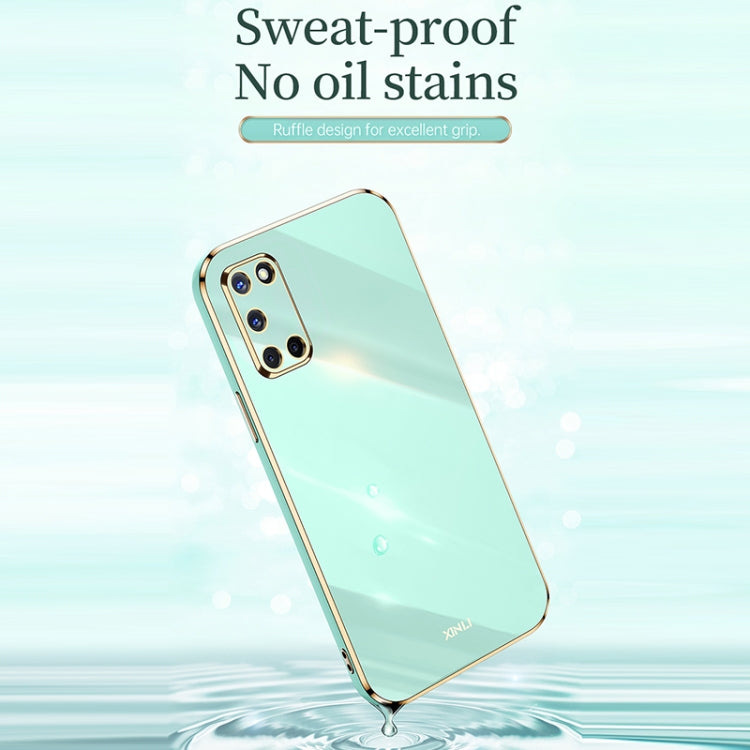 For OPPO A52 XINLI Straight 6D Plating Gold Edge TPU Shockproof Case(Mint Green) - OPPO Cases by XINLI | Online Shopping UK | buy2fix