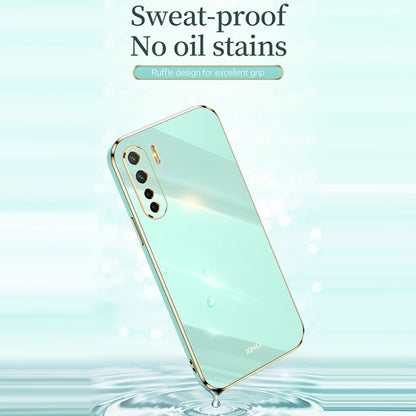 For OPPO A91 XINLI Straight 6D Plating Gold Edge TPU Shockproof Case(Celestial Blue) - OPPO Cases by XINLI | Online Shopping UK | buy2fix