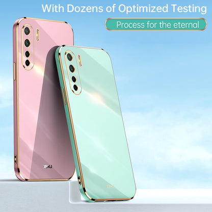 For OPPO A91 XINLI Straight 6D Plating Gold Edge TPU Shockproof Case(Mint Green) - OPPO Cases by XINLI | Online Shopping UK | buy2fix