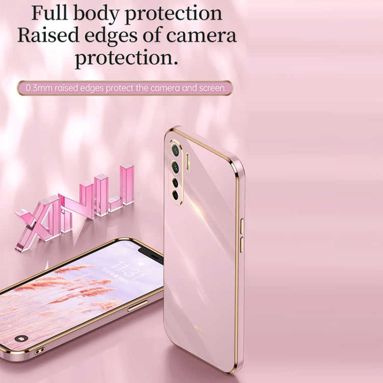 For OPPO A91 XINLI Straight 6D Plating Gold Edge TPU Shockproof Case(Mint Green) - OPPO Cases by XINLI | Online Shopping UK | buy2fix