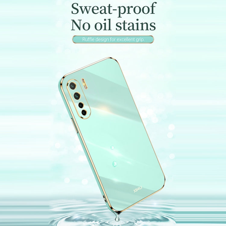 For OPPO A91 XINLI Straight 6D Plating Gold Edge TPU Shockproof Case(Mint Green) - OPPO Cases by XINLI | Online Shopping UK | buy2fix