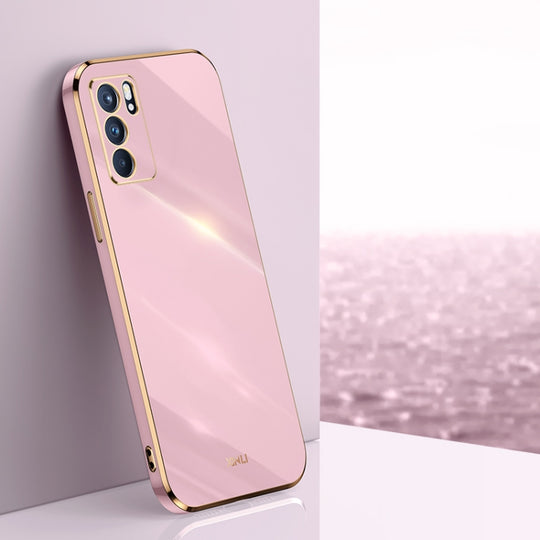 For OPPO Reno6 5G XINLI Straight Edge 6D Electroplate TPU Phone Case(Cherry Purple)
