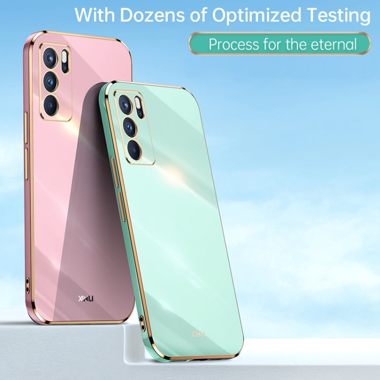 For OPPO Reno6 5G XINLI Straight 6D Plating Gold Edge TPU Shockproof Case(Cherry Purple) - OPPO Cases by XINLI | Online Shopping UK | buy2fix